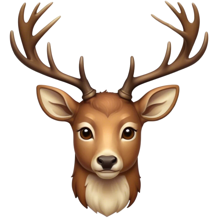 Cinematic Noble Deer Portrait Emoji, Poised and regal, with a graceful, slender build and a dappled coat of warm browns and creams, elegant antlers crowning its head, deep-set soulful gentle eyes, Simplified yet sharp and sophisticated features, highly detailed, glowing with a soft, dignified glow, high shine, intelligent and serene, stylized with an air of forest majesty, focused and attentive, soft glowing outline, capturing the essence of a watchful woodland guardian, so majestic it feels as though it could gracefully leap out of the screen with effortless authority! emoji