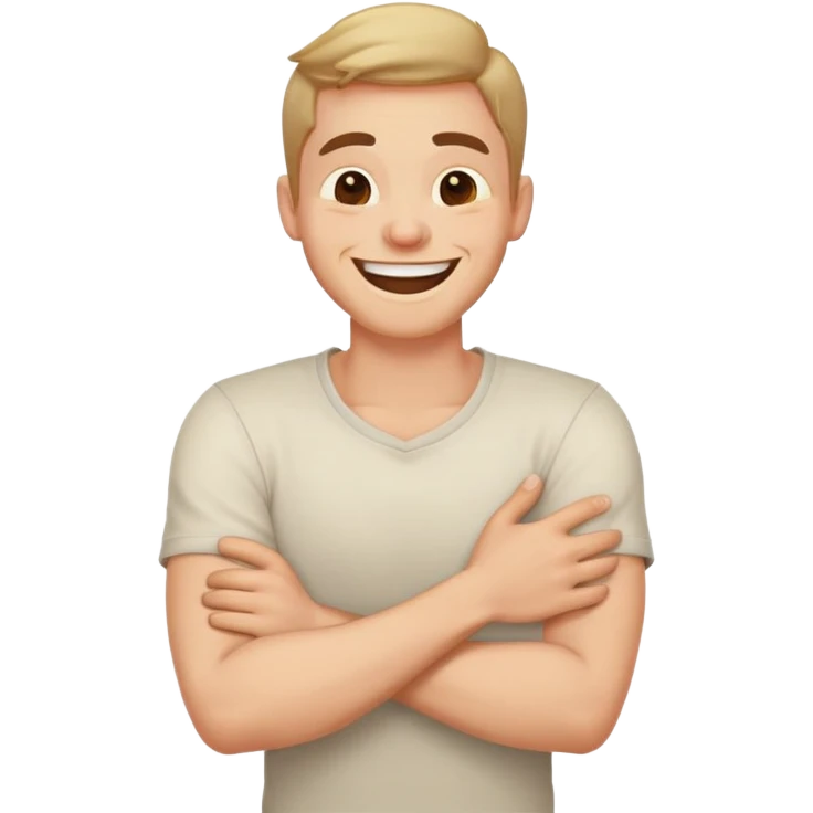 Arms crossed holding neck laughing guy  emoji