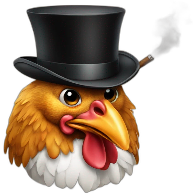 Chicken with a cigar and a top hat  emoji