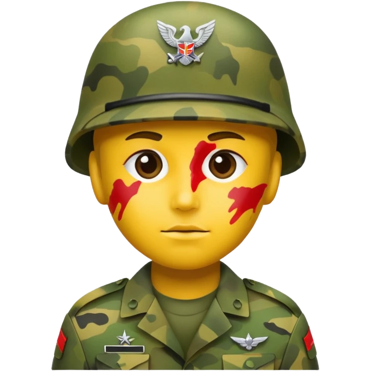A soldier that there face is paint like camouflage like the army uniform emoji