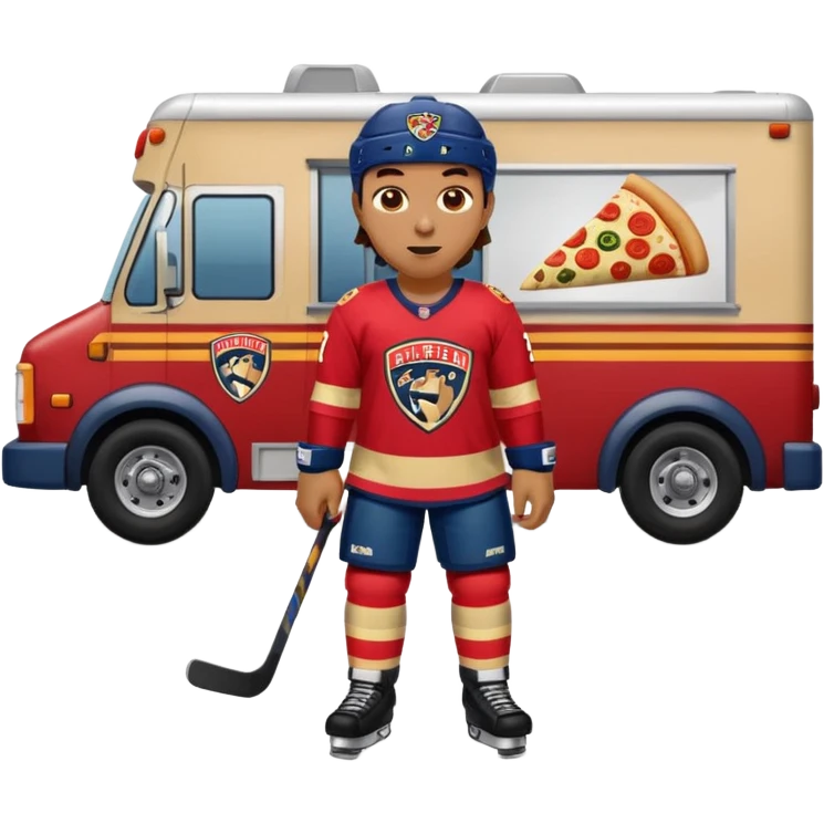 The galaxy with a with a Florida Panthers player
With a taco truck and a pizza truck with a house
With a museum behind it that has football players emoji