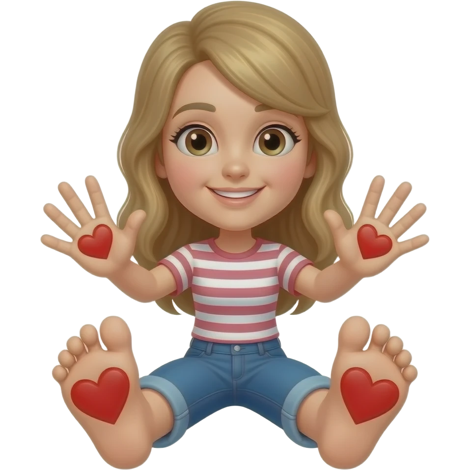 Heart hands but feet make heart shape emoji