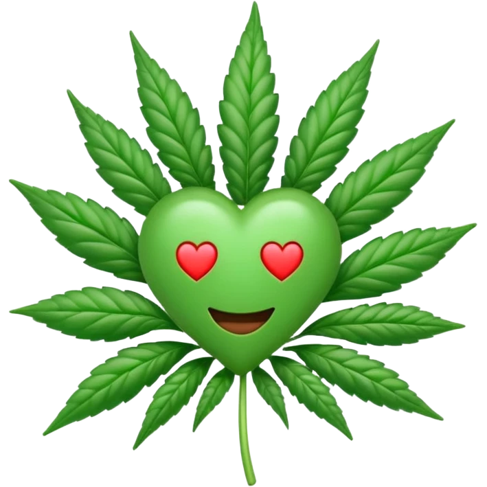 cannabis emoji with hearts emoji