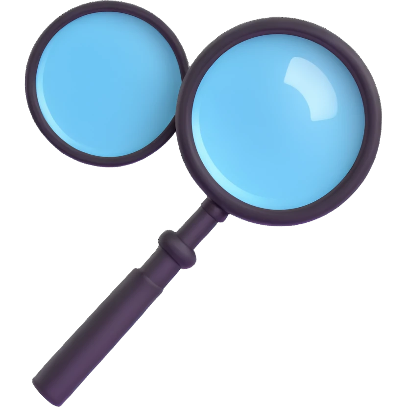 classic magnifying glass with round glass part and short black handle emoji