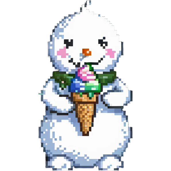 snowman eating ice cream emoji