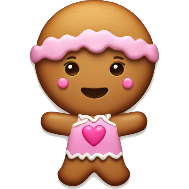 Gingerbread women with cute pink heart as a halo emoji