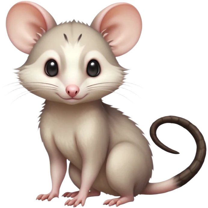 White soft natural realistic romantic vintage antique divine beautiful elegant pretty precious cute young youthful  Fakémon-Pokémon-alien-opossum-feline-rodent-hybrid-creature (full body) emoji
