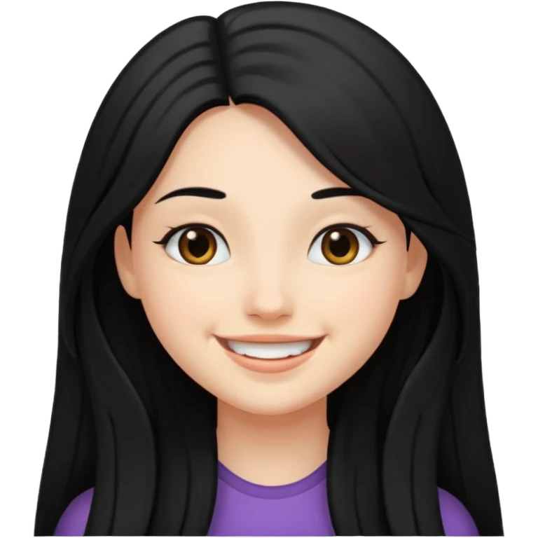 Girl smiling with long black hair emoji