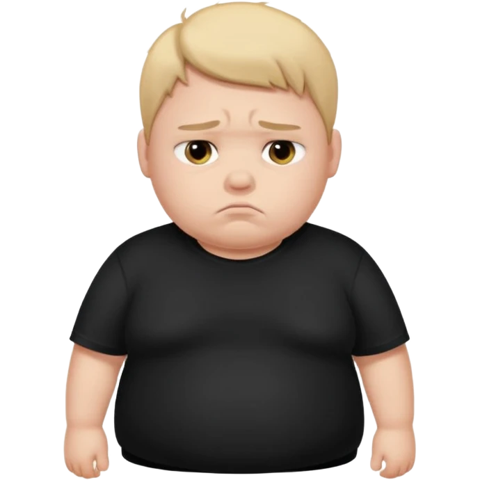 sad fat young boy in black t shirt emoji