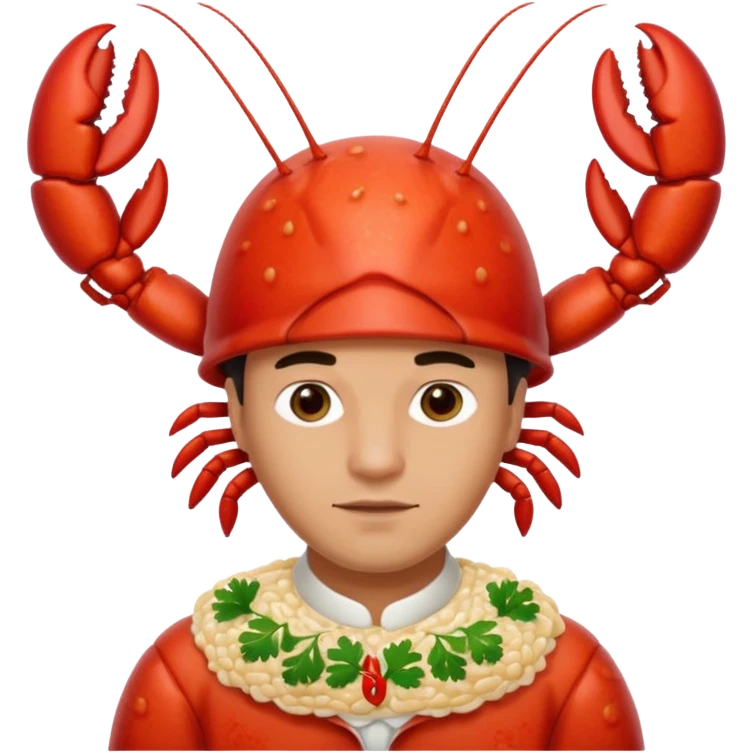 man with a lobster risotto on their head emoji