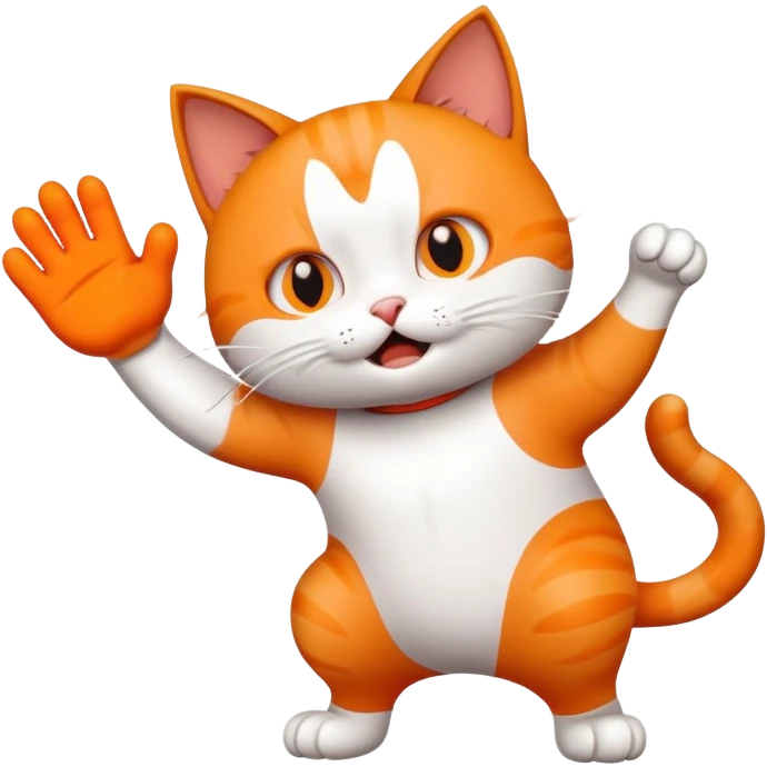 mischievous cat slapping a cartoon human emoji