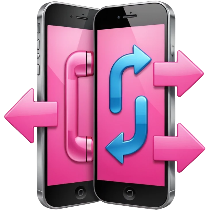 two pink cellphones switching with each other shown by arrows emoji