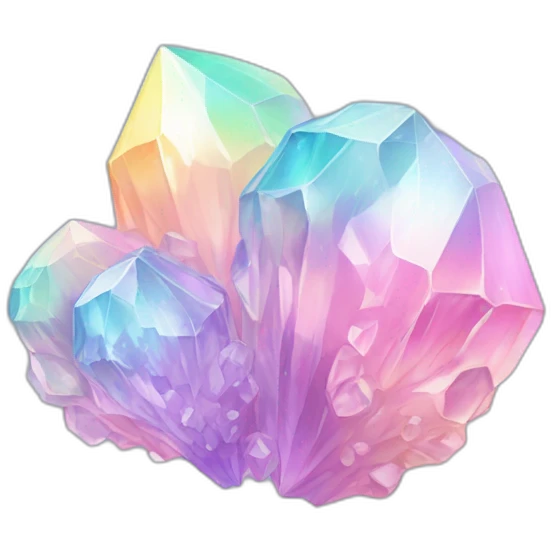 Pastel iridescent rainbow crystal clusters emoji