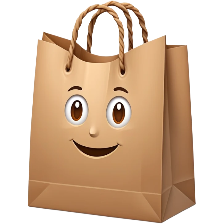 A paper shopping bag with twisted handles and slight crinkles emoji