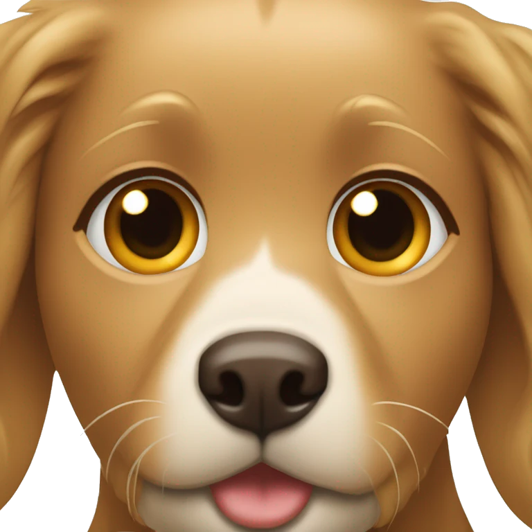 white girl with brown hair and brown eyes and a golden retriever  emoji