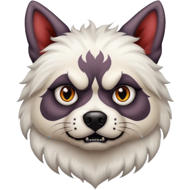 tattooed scary looking dog with heavy face tattoes, white dog emoji
