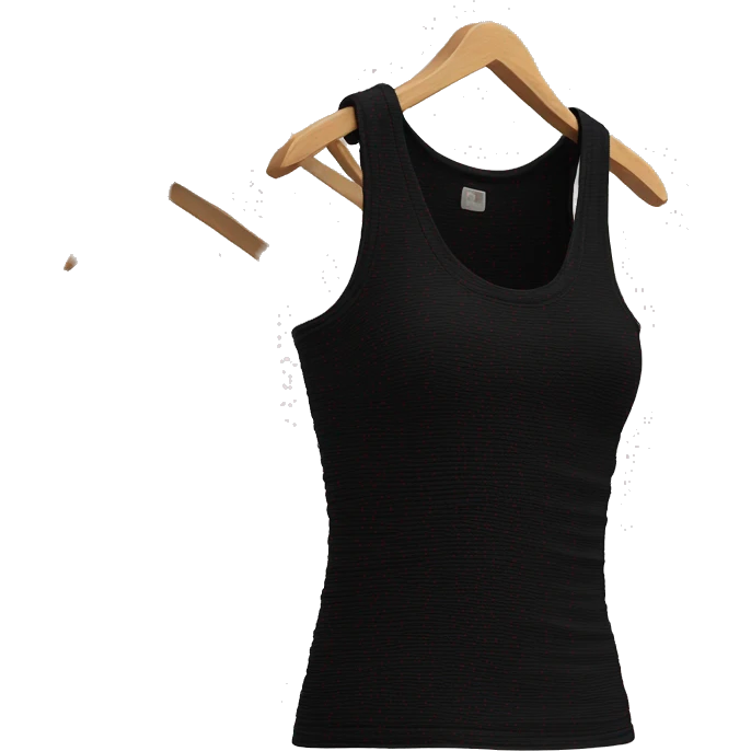 chic black ribbed tank top with tag hyperrealistic soft textures no background emoji