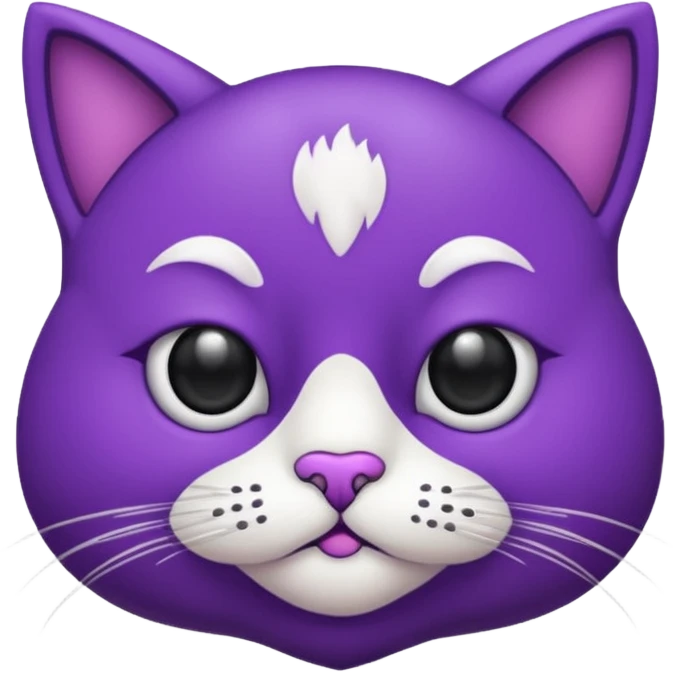 Gato roxo com olhos preto e brand emoji