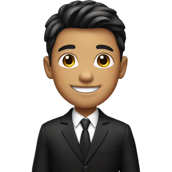 smiling young boy in black suit emoji