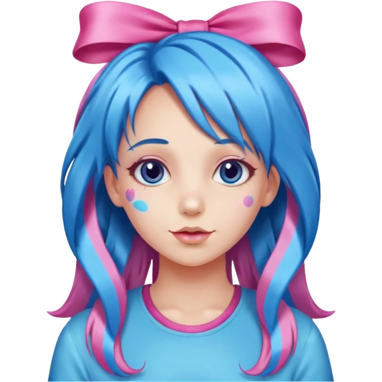 candy girl with very long blue-pink mixed candy hair with ribbon and no tattooes emoji