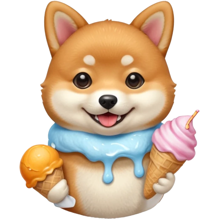 The baby shiba dog with icecream emoji