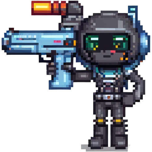 emoji holding a sci-fi blaster emoji