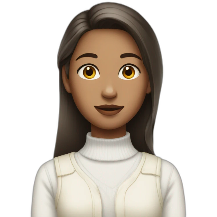 girl wearing a collared long sleeve white shirt under a white sweatervest emoji