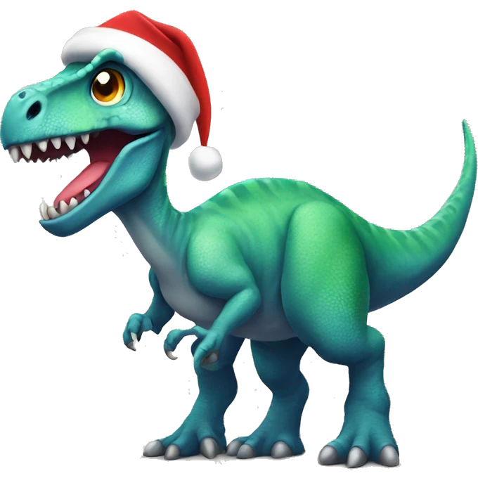Dinosaur wearing Santa hat emoji