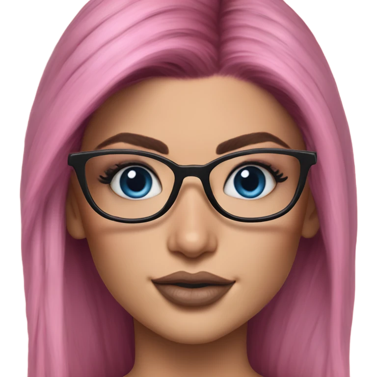 Hyper Realistic kylie jenner pink hair blue eyes and glasses  emoji