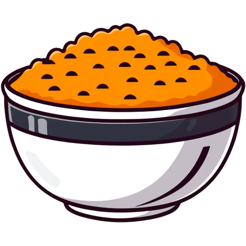 bowl of orange-colored rice emoji