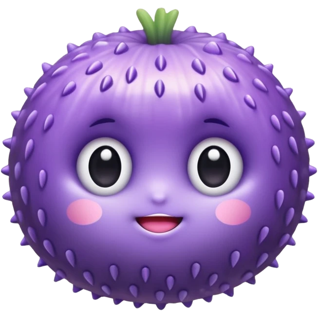 extremely cute aesthetic sea urchin with tiny body, huge shiny round eyes, soft violet and pink tones, maximally cute, kawaii-inspired, apple emoji style emoji