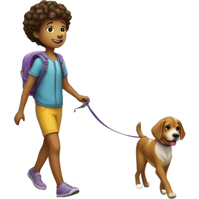kid is walking the dog emoji