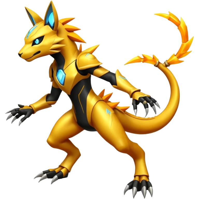 Modern Cyber Lombax-Zeraora-Fakémon-creature, full body emoji