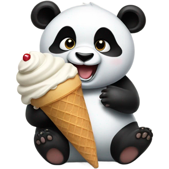 Panda eating ice cream emoji
