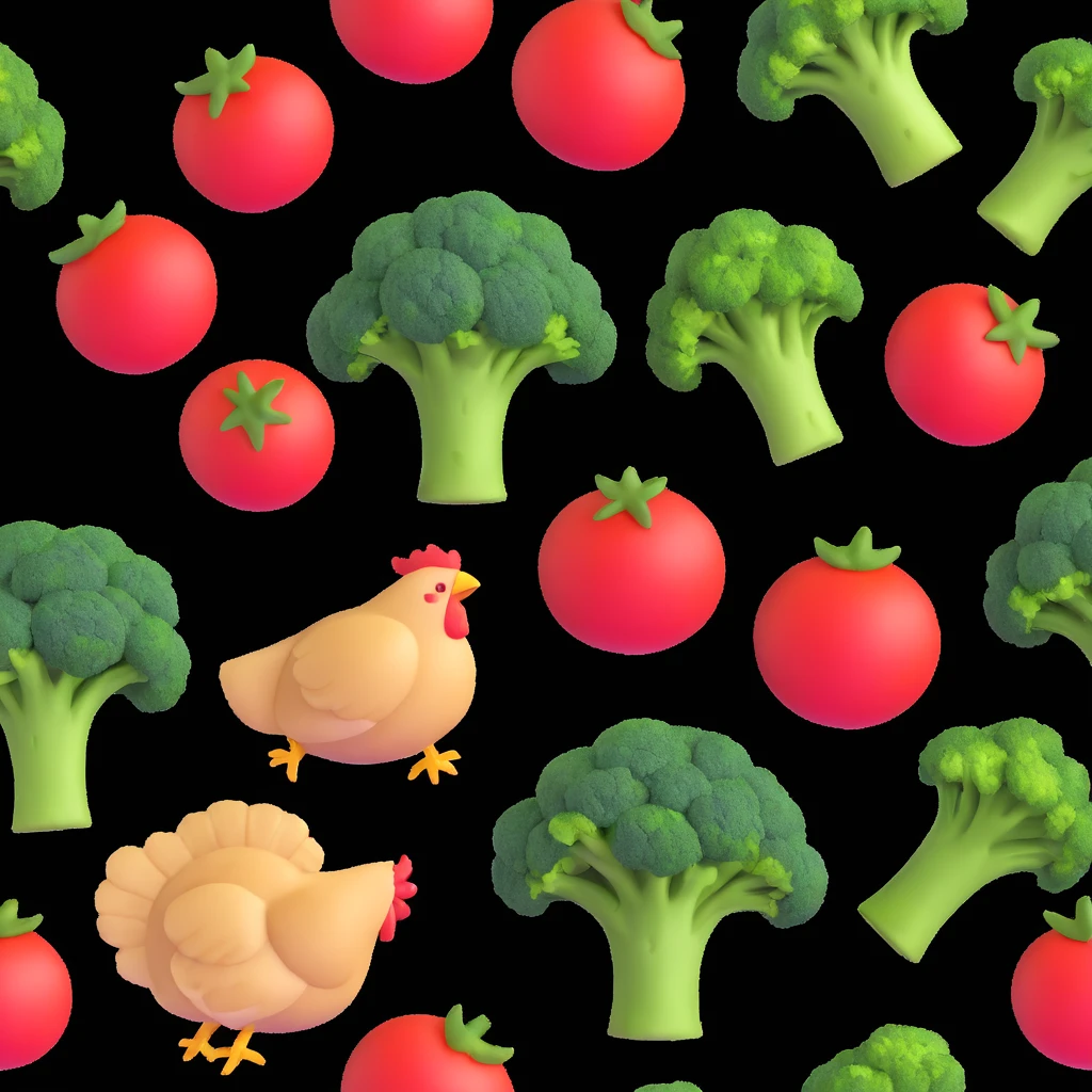 Meal broccoli chicken and tomato  emoji