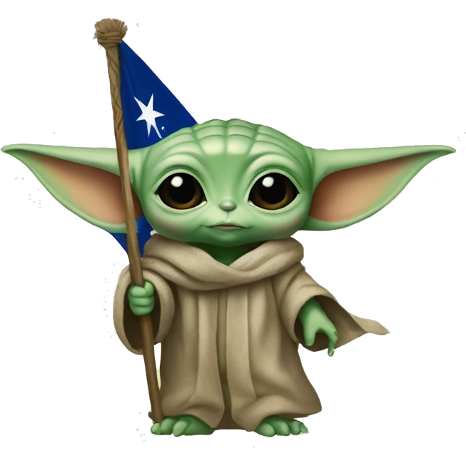  Baby Yoda holding the Brazilian flag emoji