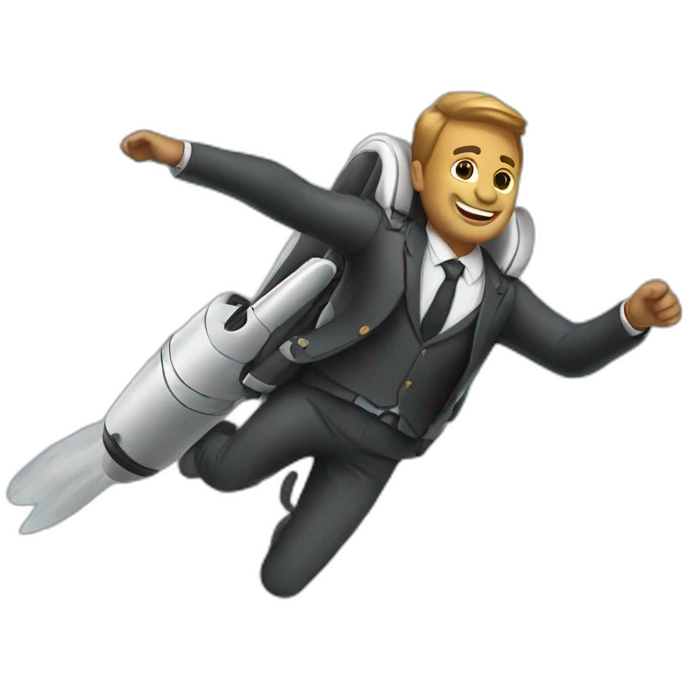 suit man flying jetpack emoji
