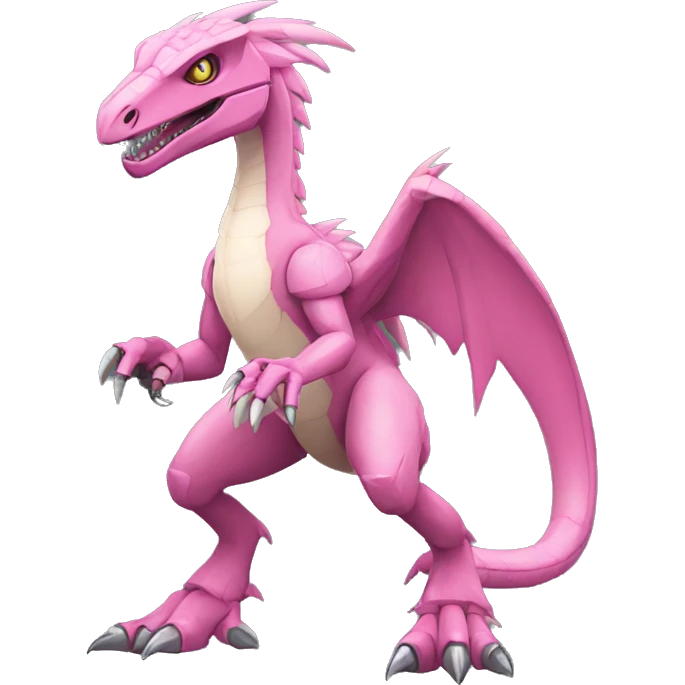  Edgy Pink Digimon-Fakemon-Velociraptor-Dragon-Mecha full body emoji