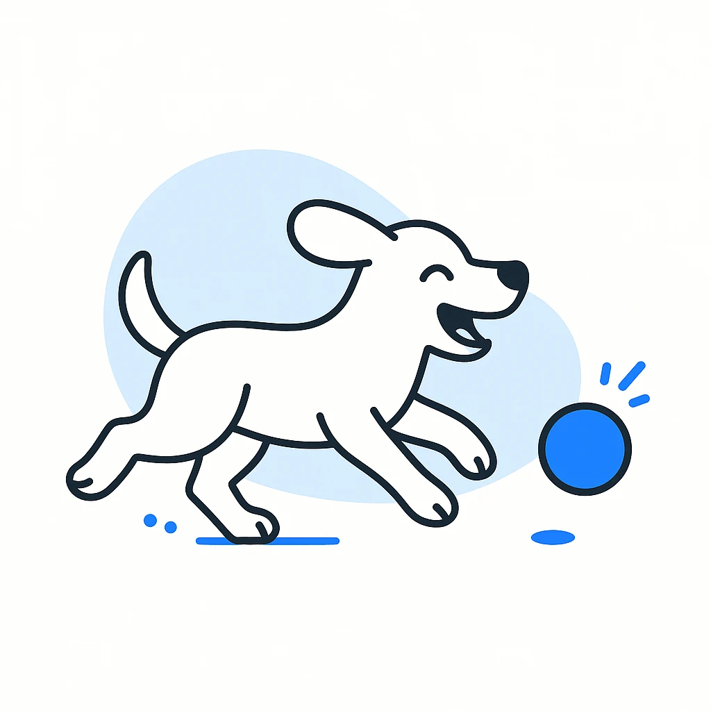 happy dog running after ball emoji