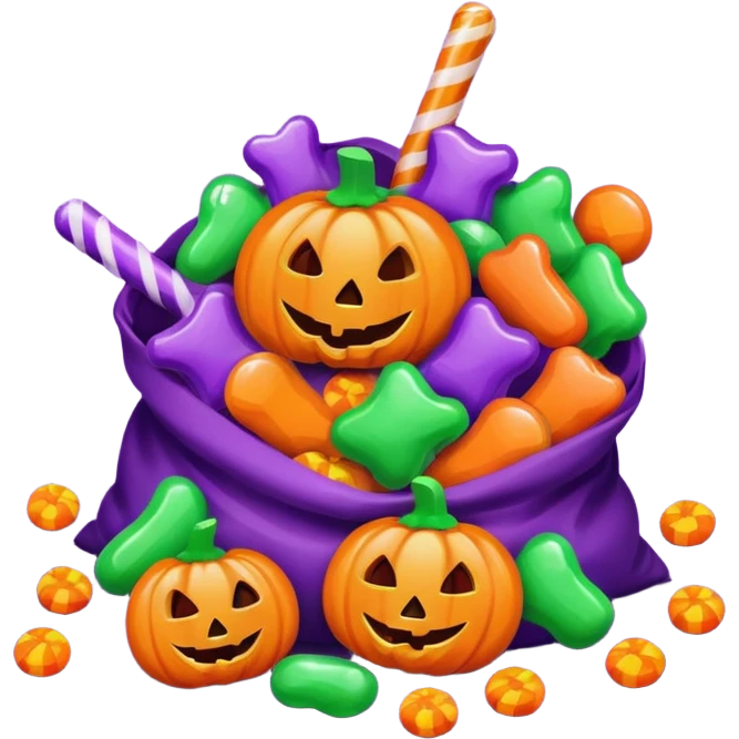 Halloween candies and candy bags, no pumpkin image emoji