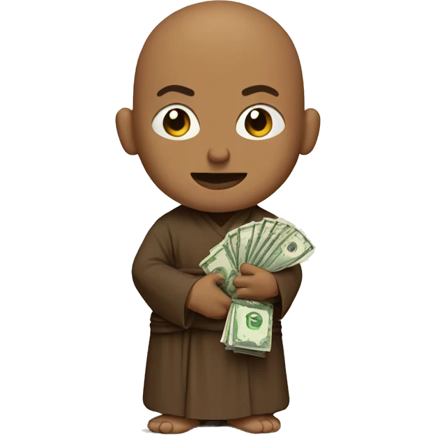 monk with money and financial debt emoji