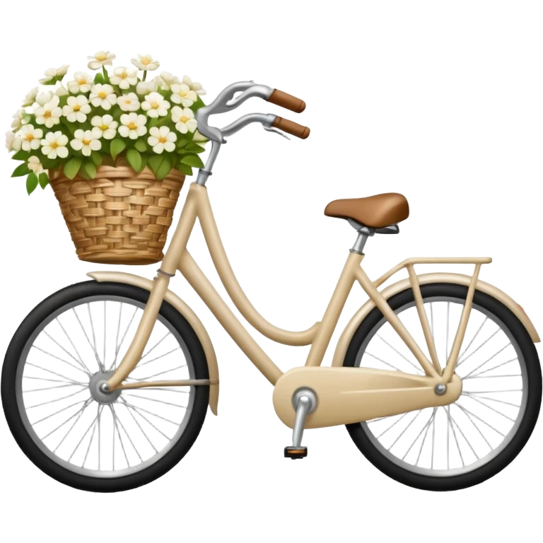 realistic light beige bicycle with basket of white  emoji