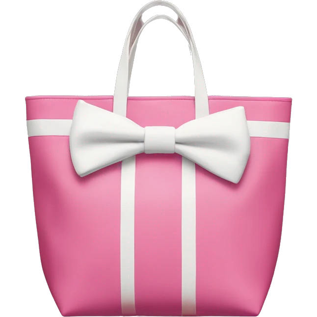 pink lacoste tote bag with one white bow on left side of the bag  emoji