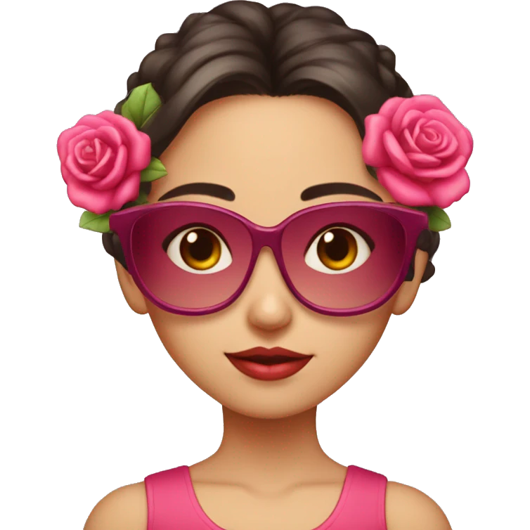 Niña morena con gafas rosas emoji