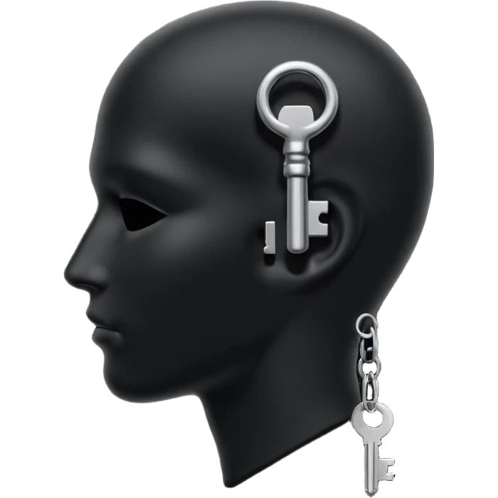 silhouette of a head with a hidden key inside emoji