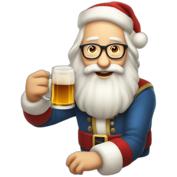 Père Noël qui offre un verre de bière à un enfant emoji