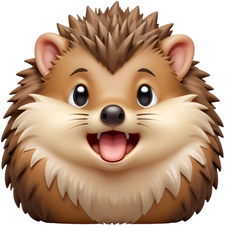 Cinematic Cute Yawning Hedgehog Portrait Emoji, Head tilted slightly with a dramatic, wide-open yawn, showcasing a soft, downy brown Fur with tiny, droopy ears and eyes barely open in drowsy contentment, Simplified yet irresistibly adorable features, highly detailed, glowing with a soft, cozy glow, high shine, relaxed yet expressive, stylized with a touch of natural whimsy, bright and endearing, soft glowing outline, capturing the essence of a sleepy yet affectionate hedgehog, so drowsy it feels like it could curl up out of the screen for a nap! emoji