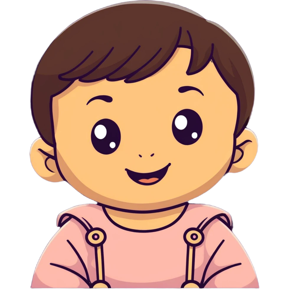 face of smiling baby girl with big eyes, medium skin tone, and dark hair emoji