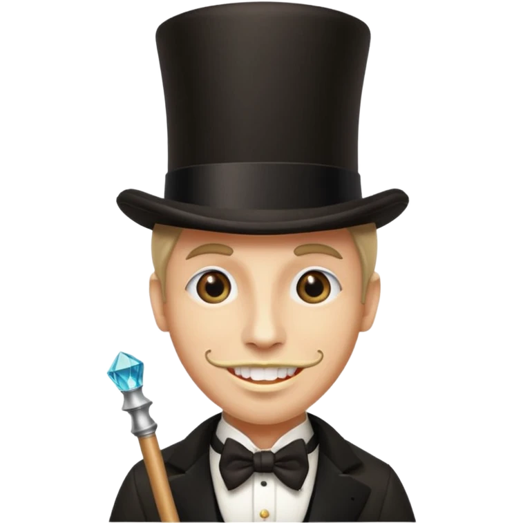 Man with top hat, cane and diamond front tooth emoji