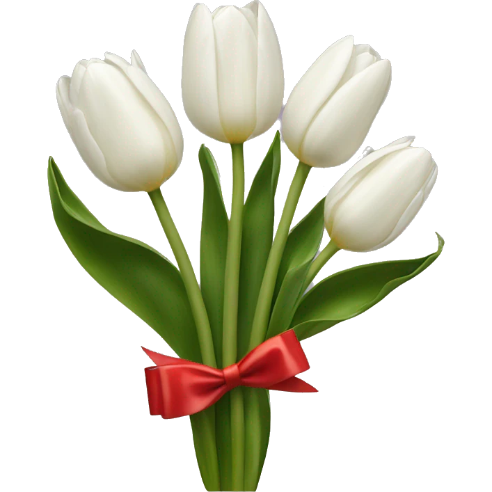 White tulips red bow emoji